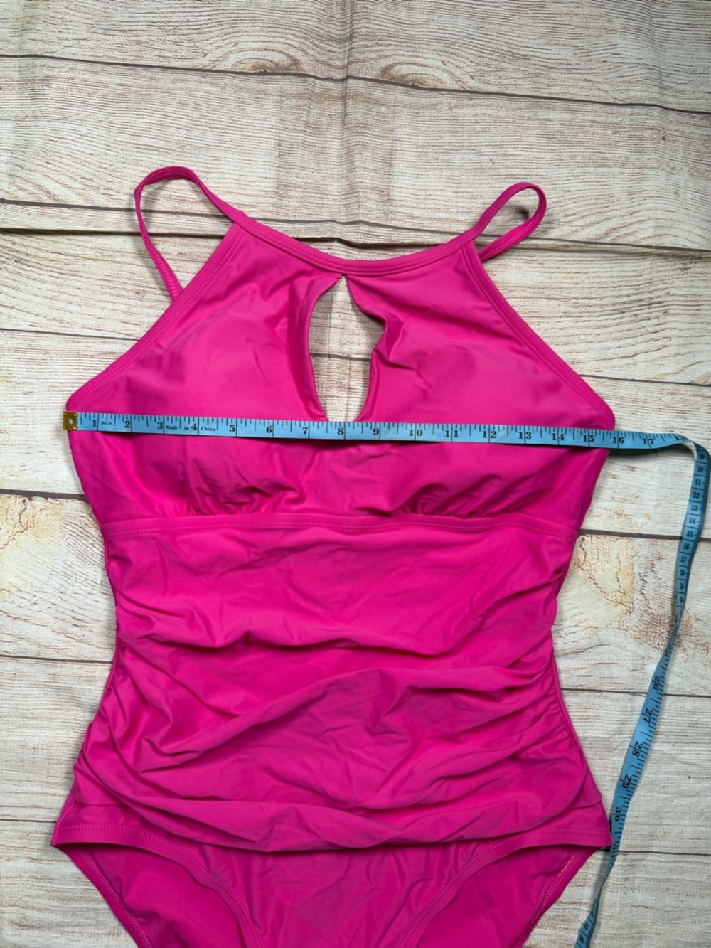 Ellen Tracy Bright Pink High-Neck One-Piece Swimsuit - Picture 2 of 5